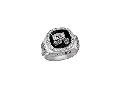 Rhodium Plated CZ Studded Freedom Mens Ring